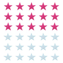 sourcing map Star Iron on Patches Embroidered Sew Patches 2.9x2.9cm Appliques Garment Embellishments for Clothing Repair Backpack Decoration Rose Red， Light Blue Pack of 30