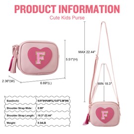 Little Girl Heart Purse, Cute Initial Purse Gifts for Girls 2-10, Toddler Kids Crossbody Bag with Tassel