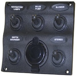 SeaSense Marine 5 Way Switch Panel,Black