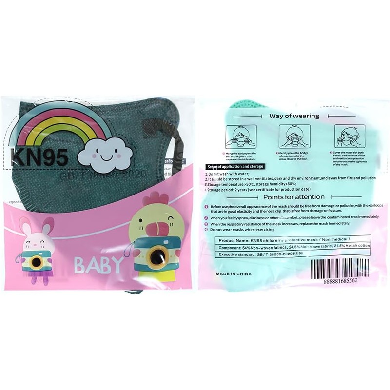 JANDS. 10 Cubrebocas infantiles Kn95, certificado, baby, mascarilla con filtro