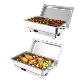 2 PACK Electric Chafing Dish Buffet Set 9QT Buffet Servers and Warmers Digital Display Temperature Warming Tray Stainless Steel Food Warmer for Parties Weddings Caterings