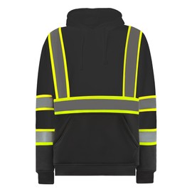 SUXIBIP High Visibility safety hoodie ANSI Class 3 Fleece Lining Sweatshirts with Pockets, Hi-vis Pullover Hoodies for Men