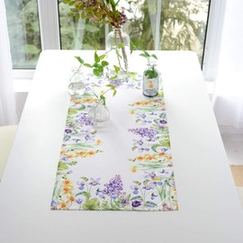 ARTABLE Lace Table Runners Rope Embroidery Dresser Scarf Retro Classic Pattern Flowers Natural Fabric Coffee Table Vintage Wedding Home Garden Holiday (Flowers-4, 16 x 36 Inch)