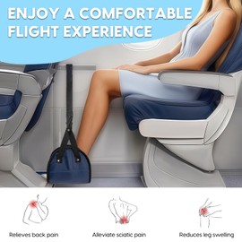 Foot Hammock for Plane Travel, 2-Pack Perfect Airplane Foot Hammock to Relax Your Feet, Portable Airplane Foot Rest with Adjustment Strap, Travel Essentials for Comfortable Long Flight (Blue)