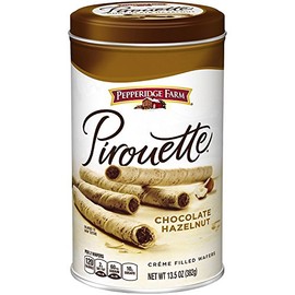 Pepperidge Farm Crème Filled Pirouette Rolled Wafers, Chocolate Hazelnut, 13.5-ounce can (pack of 6)