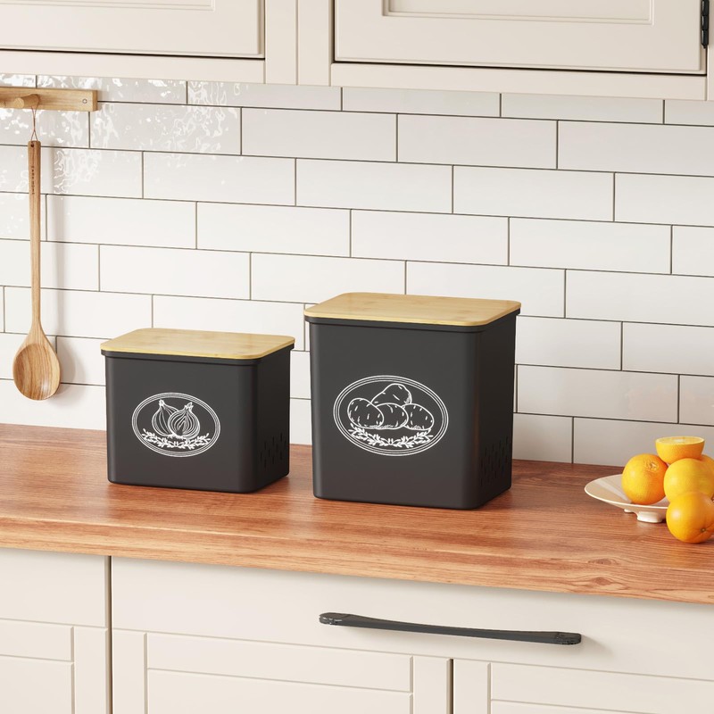 Lifewit Potato and Onion Storage Bin, Stackable Vegetable Storage Tins