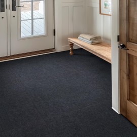 Mohawk Home 12" x 12" Indoor/Outdoor 0.25" Pile Height, Peel and Stick Carpet Tile, Navy Blue Polyester, (10 Tiles) (10 sqft/Box)