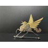 Decorative Metal Pegasus Unicorn Sculpture, Gold and Silver, Steampunk Style