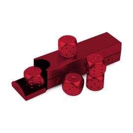 DS.DISTINCTIVE STYLE Aluminum Alloy Dice 5 Pieces 16mm Portable Metal Dices with Case 6 Sided Dice for Party Game (Red Rectangle)
