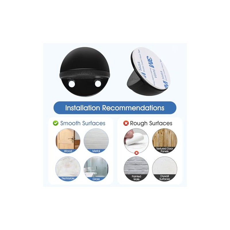 Topes de puerta autoadhesivos, protector de pared de acero inoxidable,