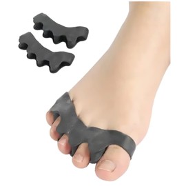 MADIOLA - Separador de Dedos del Pie, Espaciadores de Dedos, Corrector de Juanetes, Enderezador, Alivia el Juanete, Dedos Superpuestos, Dedos en Garra, Dedos de Martillo - Un Par (Negro)