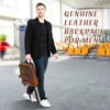 Fshsup Full Grain Leather Backpack 15.6" Laptop Bag Men's Vintage
