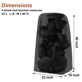 Garden Fountain Cover Waterproof Outdoor Fountain Cover with String Hem Heavy Duty 420D Fountain Statue Protective Cover (23 x 18 x 40 inch)