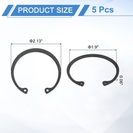 uxcell 5Pcs 1-15/16" Internal Retaining Ring Circlip, 65 Mn Spring Steel Internal Circlip Snap Rings C-Clips for Grooved Shafts Studs, Black