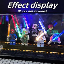 HUHUJIA LED Light-Up Sword Compatible with Building Block Figures - USB Rechargeable Multicolor Glow Blade with Grey Handle & Expansion Port