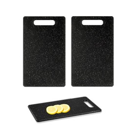 Chopping Board Set Black Branite Look,2 Piece Chopping Board Sets for Kitchen Non Slip Chopping Boards for Kitchen Double Sided Granite Look Non-Slip Plastic Cutting Board Set Dishwasher Safe