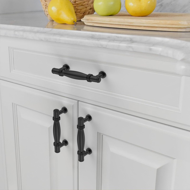 Amerdeco 10 Pack Matte Black Cabinet Pulls 3 Inch(76MM) Hole
