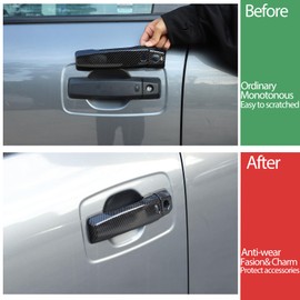 Exterior Door Handle Cover Compatible with Nissan Titan 2016-2023, Car Front Rear Outside Door Handle Outer Trim Cover Protector Decoration Covers Accessories (Carbon fiber pattern-four doors)