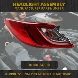 Dasbecan Left Driver Side Halogen Outer Tail Light Assembly Compatible With 2025-2026 Toyota Camry LE SE Rear Tail Lamp Replacement Replace 381560-AQ010