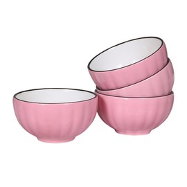 AWHOME Ceramic Bowl Blue 4.5in Set of 4 (Pink, 4.5in)