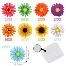 Summer Sunflower Cutouts, BENBO 45Pcs Spring Sunflower Wall Decals Paper Gerbera Daisy Bulletin Board Decoration Springtime Flower Cutouts Set with Glue Point Dots for Classroom