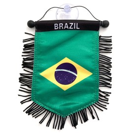 Brazil Flag for car Brazilian decals stickers small hanging rearview mirror automobile accessories mounts to glass windows style design interior decoration Quality Mini Banners