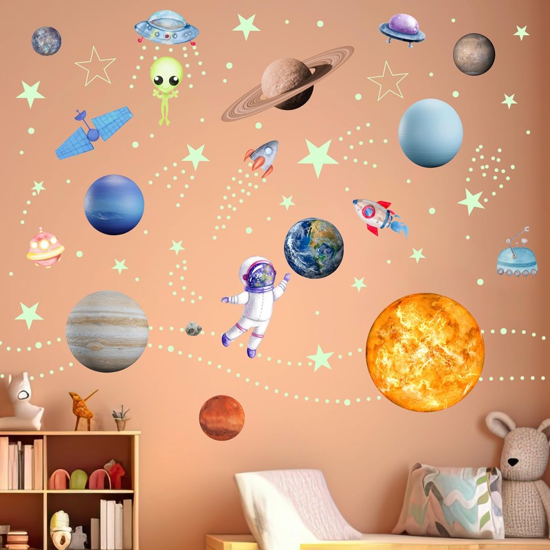 Glow in The Dark Stars Solar System Wall Decals, Sun