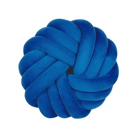 Beliani Decorative Cushion Knotted Look 30 x 30 cm Woven Polyester Oval Shape Blue Akola