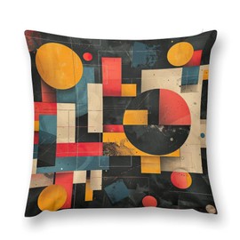 Retro Geometric Decorative Throw Pillow Covers 18x18 Inch Farmhouse Cushion Cover Plush Pillow Case for Couch Sofa Bed Outdoor Home Decor