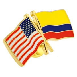 PinMart‘s USA and Colombia Crossed Friendship Flag Enamel Lapel Pin - Country Flags Pins For Hats, Jackets, and Backpacks