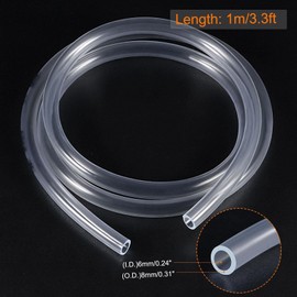 TOP-VIGOR 6mm ID 8mm OD PVC Clear Vinyl Tubing, 1M Length Food Grade Flexible Water Pipe, Plastic Tube for Transfer Water, Oil, Air, Powders & Fine Granules