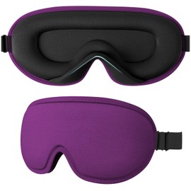 100% Blackout Sleep Masks for Women & Men, Supefisher 3D Contoured Sleep Mask, Zero Eye Pressure Eye Mask for Sleeping, Soft and Comfortable, Suitable for Travel, Lunch Breaks, Meditation (Purple)