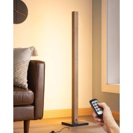 EDISHINE Natural Wood LED Corner Floor Lamp Dimmable Minimalist Standing Light