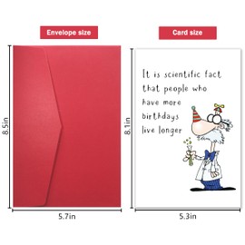YIWANSIN Funny Birthday Card for Old People - ‘More Birthdays Live Longer’ Humorous Greeting Card for Men Women, Senior Citizen Gifts, Sarcastic Age Jokes for Him Her