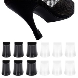 SGERUFZ 6 Pairs of High Heel Protectors, High Heel Stoppers, Heel Protectors for High Heels Shoes, Suitable for Grass, Gravel, Wedding, Outdoor Activities, Easy Walking (Black and Transparent)