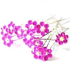 ILOVEDIY 10pcs Rhinestones Crystal Hair Pins for Buns Bridal Weddings Hair Accessories (Fuchsia)