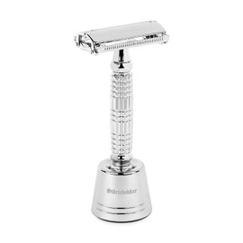 Störtebekker® premium shaving stand "Hamburg" in a set with safety razor "Hamburg" - silver - high-quality accessories for your bathroom - non-slip base - solid stand - 125g - gift idea