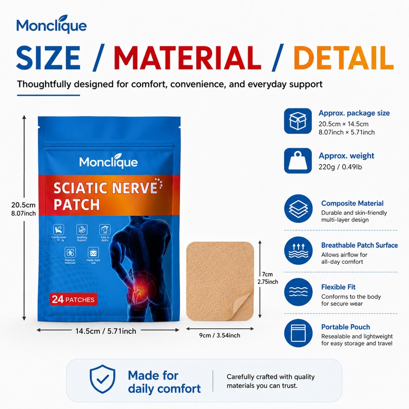 Hip & Lower Back Comfort Patches for Adults – Herbal-Inspired