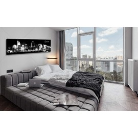 DJSYLIFE- Cincinnati Skyline Wall Art,Black and White Stretched Canvas Wall Art Prints for Bedroom or Office Decoration, Ready to Hang 13.8"x47.3"