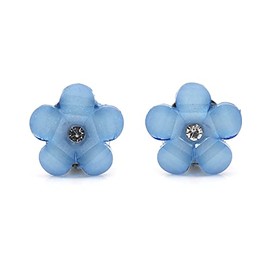 Idin Clip-on Earrings - Blue magic flower with rhinestone and crystal effect (approx. 17 x 17 mm)