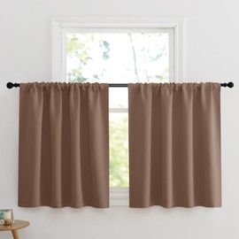 KGORGE Short Blackout Curtains 36 Inches Long, Rod Pocket Room Darkening Window Drapes/Valance for Kitchen Bedroom Office, Mocha, 2 Panels, 42 x 36 Inch, Minor Blemishes Usability Intact