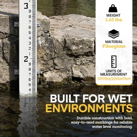AdirPro 4" Wide Stream Gauge - Heavy Duty & All Weather Water Depth Gauge - Flow Meters, Feet/Inches Graduation (0-4')