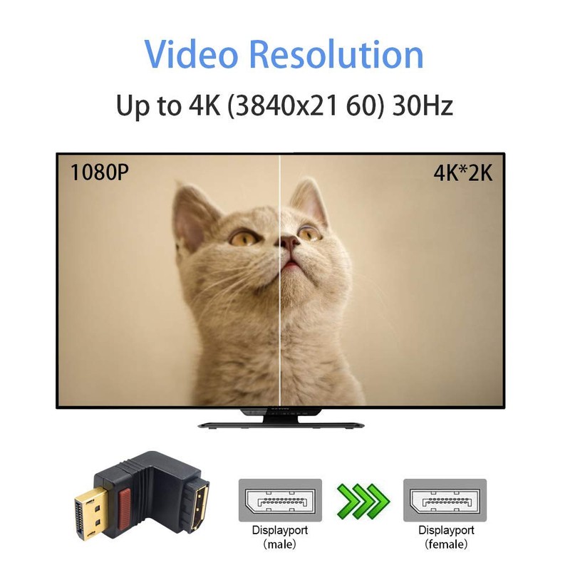Poyiccot DP to DP Adapter, 90 Degree Up Angle Displayport