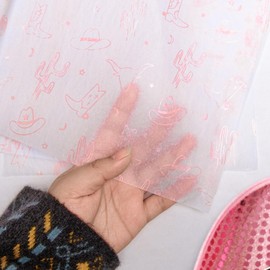 Hi Sasara 30 Sheets Pink Western Cowgirl Tissue Paper Bulk,20 x 28 inch,Western Cowboy Hat and Cowboy Boots Tissue Paper for Gift Bags,Pink Cow Girl Tissue Paper for Boy Girl Birthday (Salmon Pink)