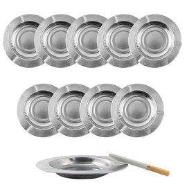 Lilaly 10-Pack Ashtray Round Cigar Ash Tray Stainless Ashtray for Indoor Outdoor Patio 4.5 inch Ashtray