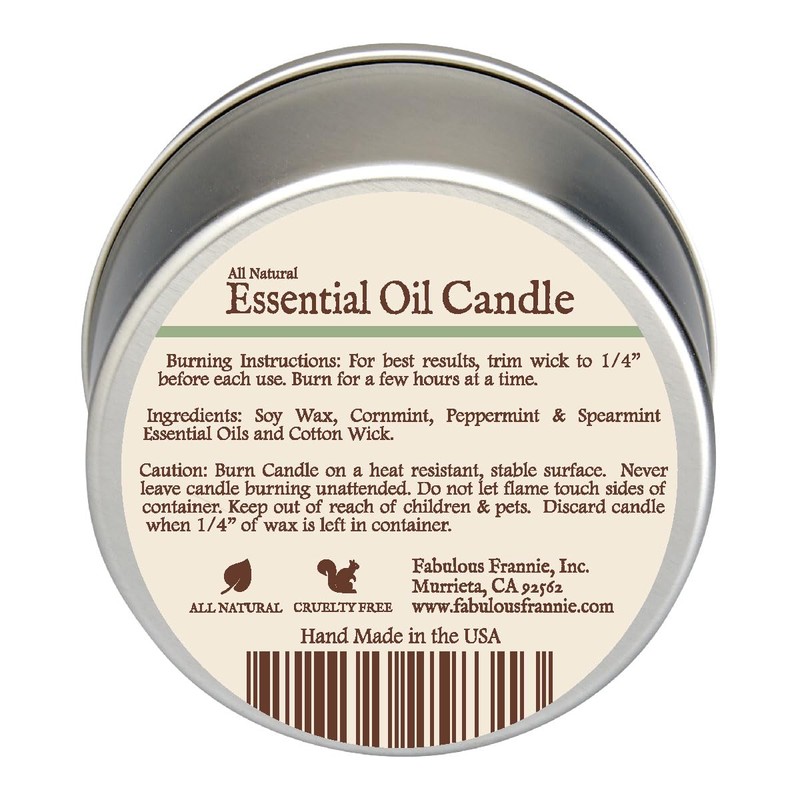 Fabulous Frannie Minty All-Natural Soy Candles Cotton Wick High Pure