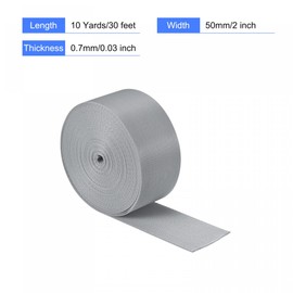 sourcing map Flat Nylon Webbing Strap 2 Inch 10 Yards Grey for Backpack, Luggage-Rack