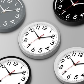 DAXSMY 12 Inch Wall Clock Battery Operated Silent Non Ticking Analog Modern Decorative for Office Kitchen Outdoor Living Room Classroom Bedroom Bathroom School(Silver)