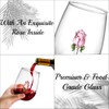 Pumtus Set of 2 Stemless Wine Glassware with Rose Inside,