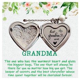 OLLaili Hidden Message Locket Necklace Gift for Grandma on Birthday Christmas Mothers Day Grandmother Gifts from Granddaughter Grandson